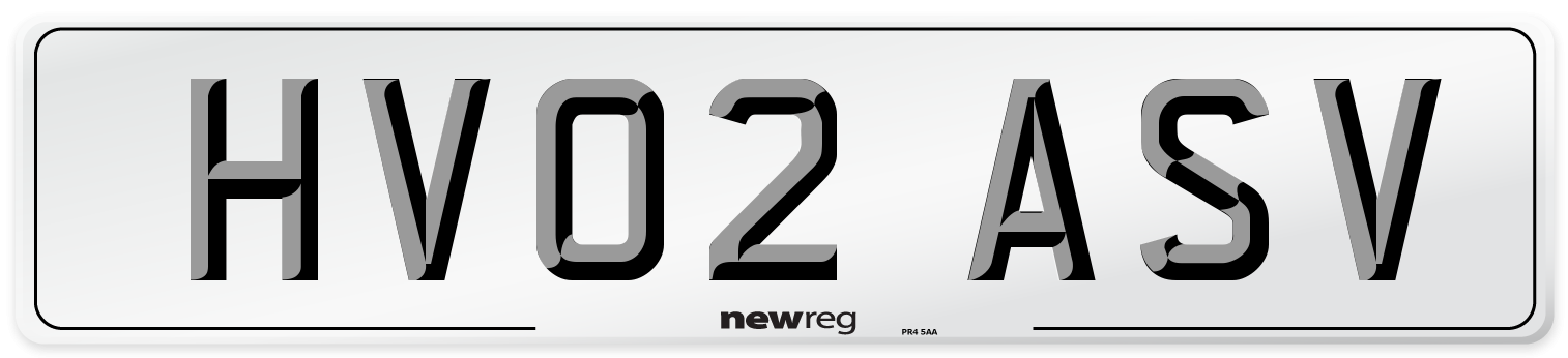 HV02 ASV Number Plate from New Reg